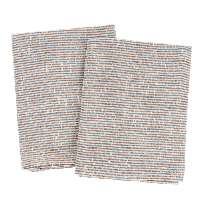 Chef Stripe Tea Towel S/2 -Mink