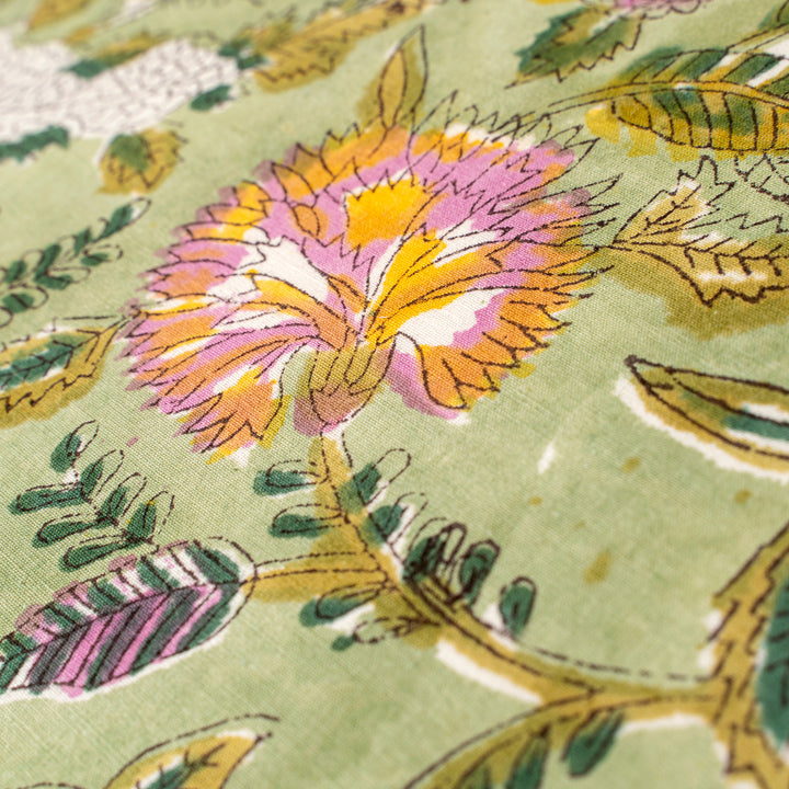 Green Block Print Pillow