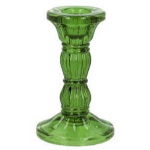 Green Glass Taper Holder - SM