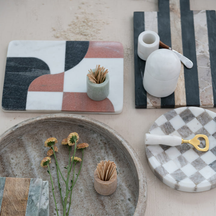 Marble Checker Tray
