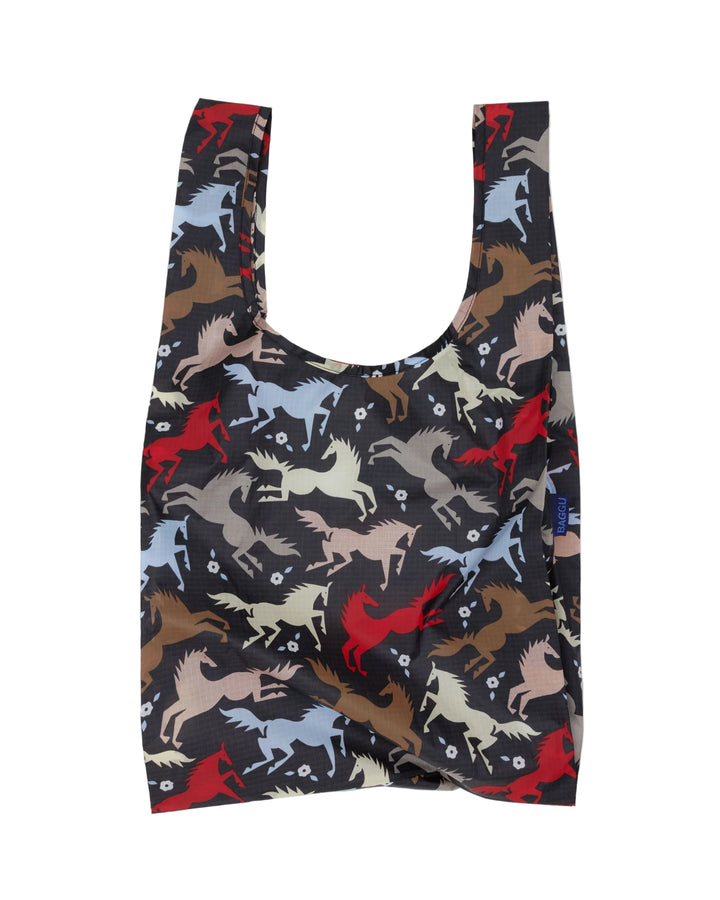 Reusable bag with horse pattern on a white background