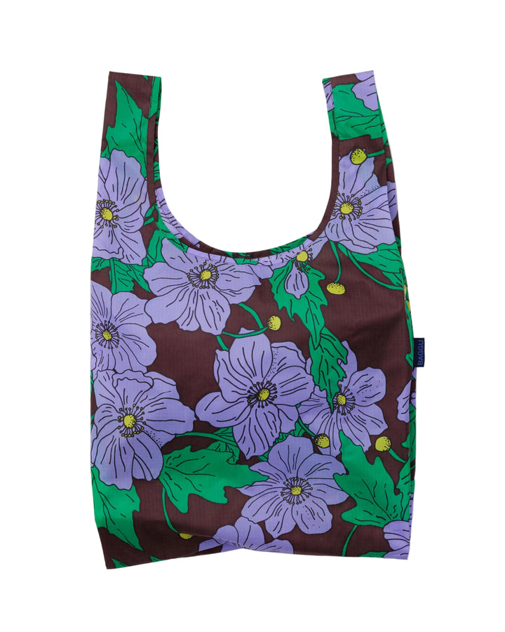 Floral-patterned reusable bag on a white background
