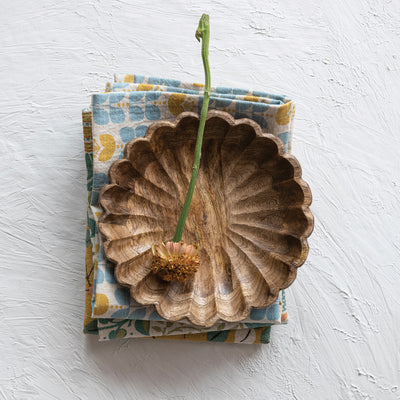 Scalloped Mango Wood Bowl