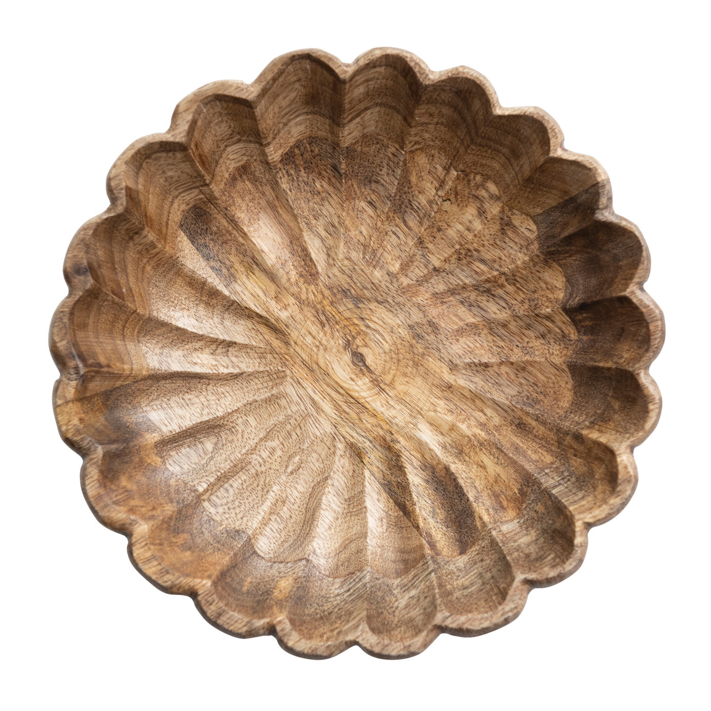 Scalloped Mango Wood Bowl