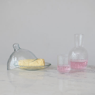 Embossed Glass Carafe & Cup Set