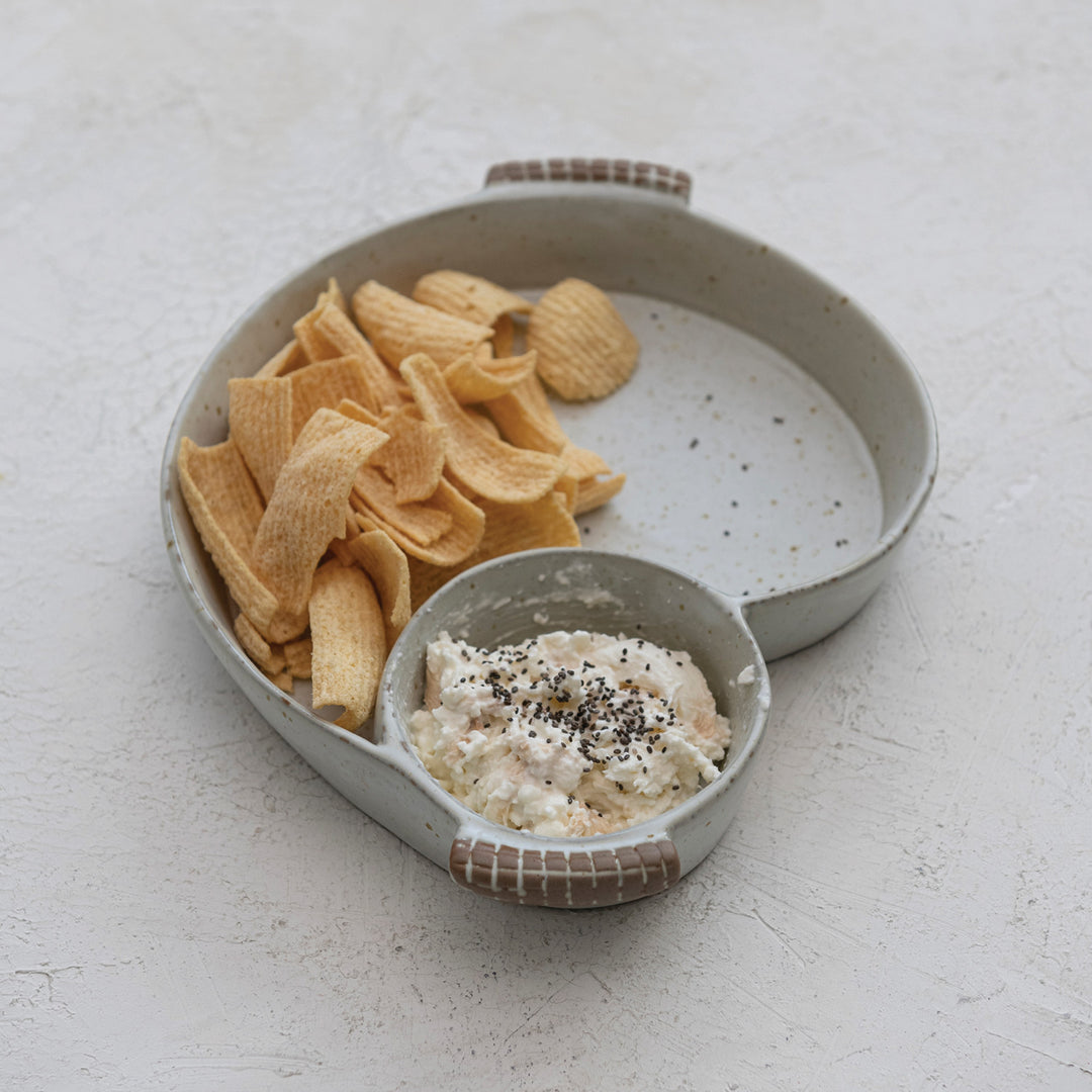 Stoneware Chips & Dip Bowl