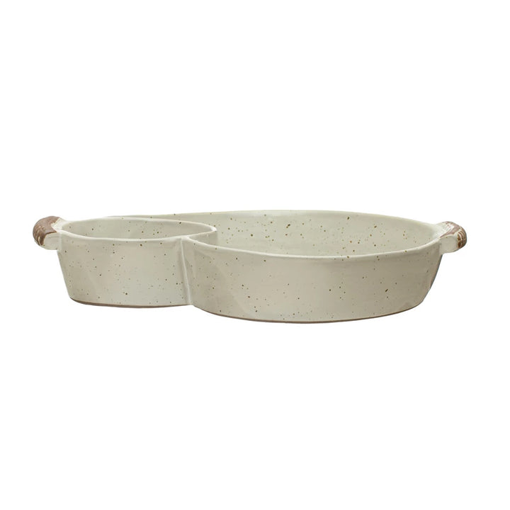 Stoneware Chips & Dip Bowl