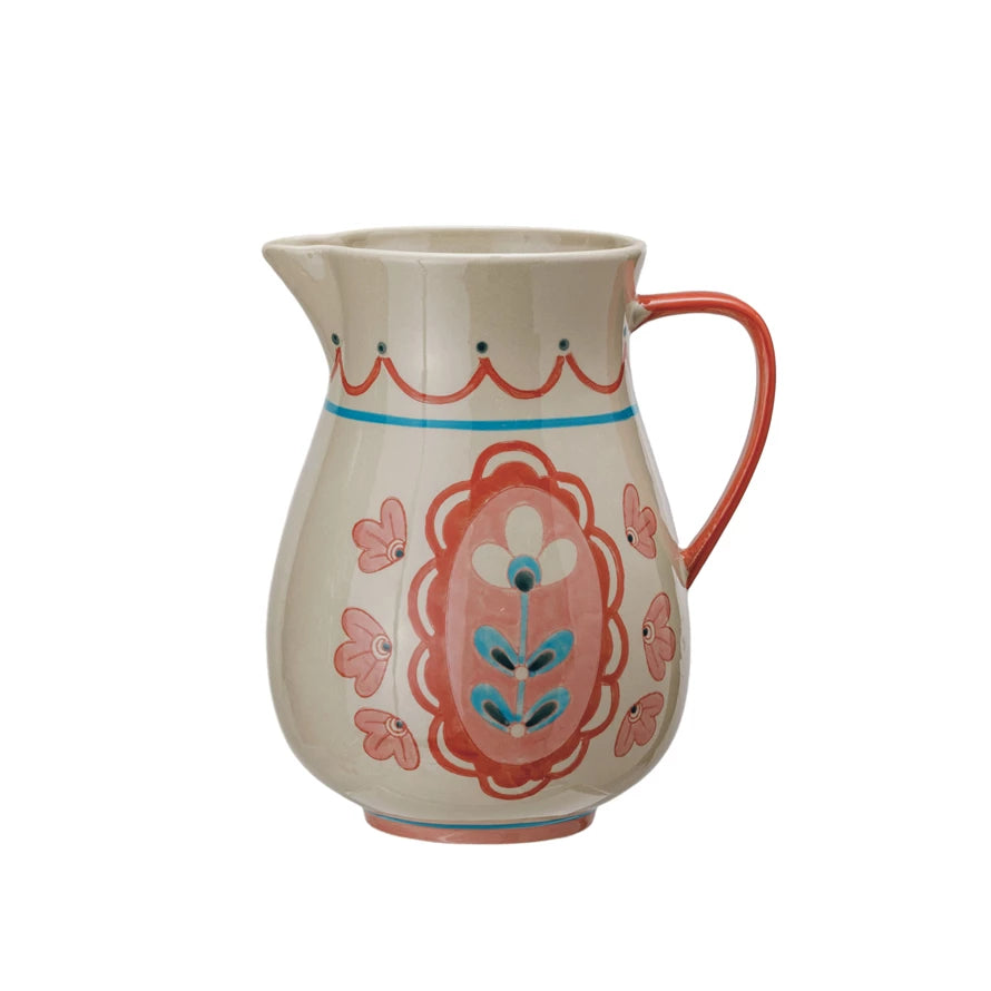 Painted Flower Pitcher