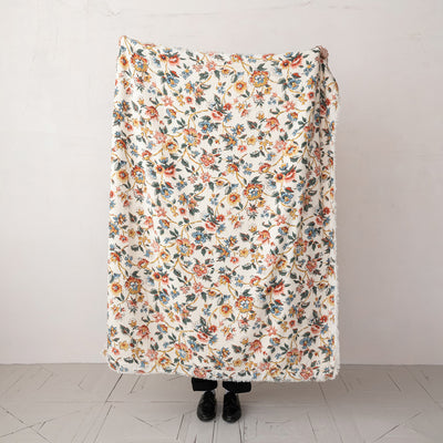 Floral Throw w/ Sherpa Back