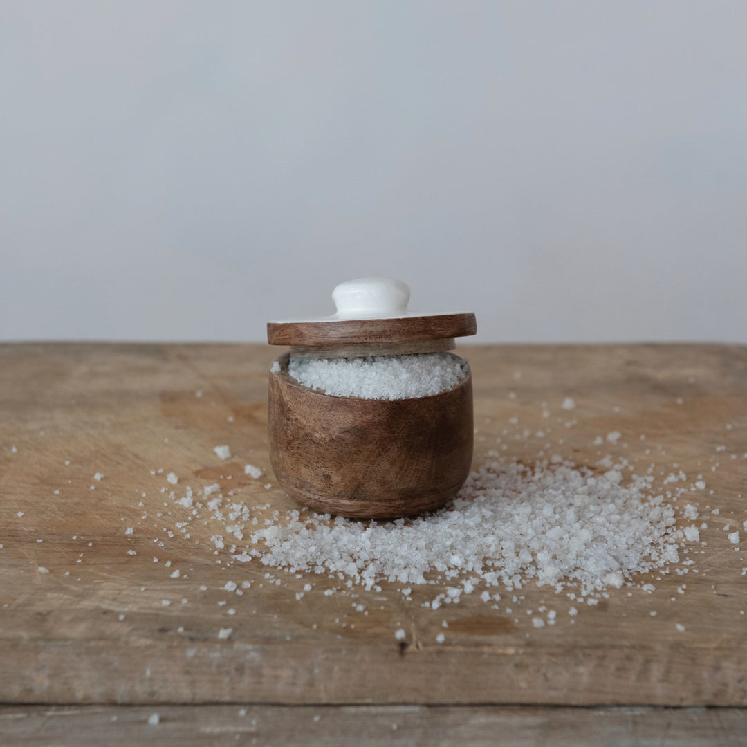 Wood Pinch Pot w/ Enamelled Lid