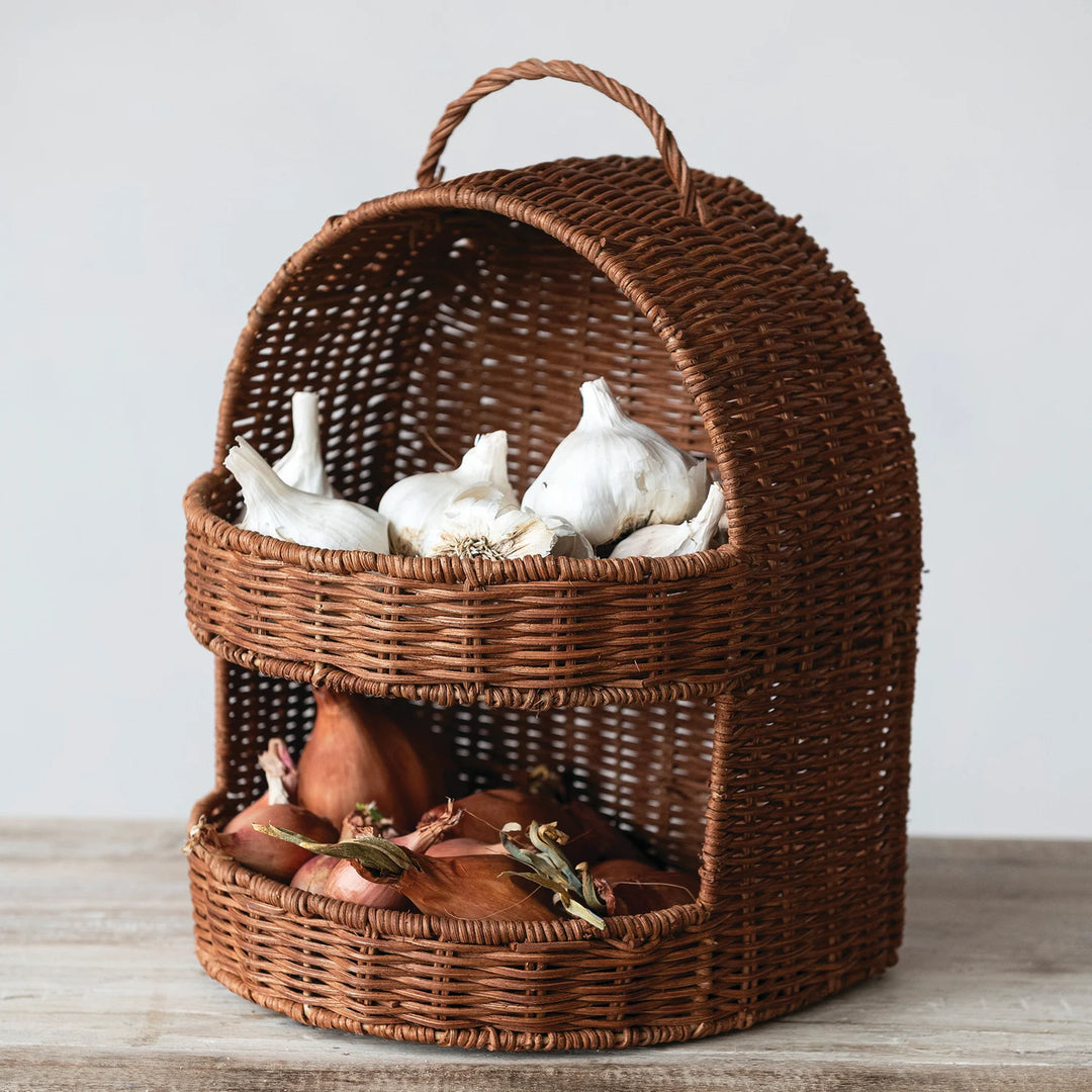 2 Tier Rattan Basket