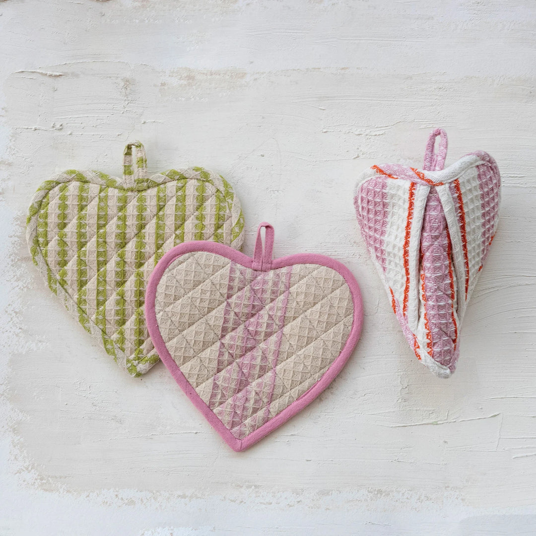 Quilted Heart Shaped Pot Holder