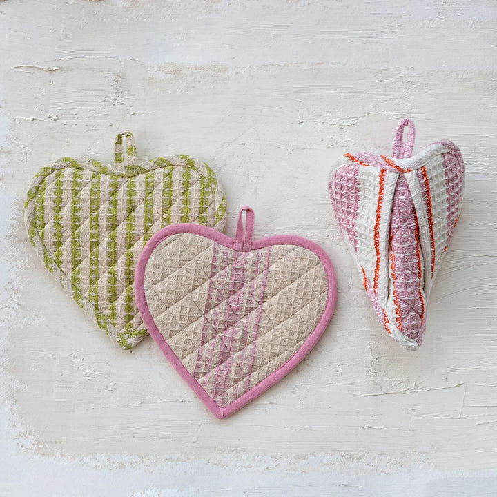 Quilted Heart Shaped Pot Holder