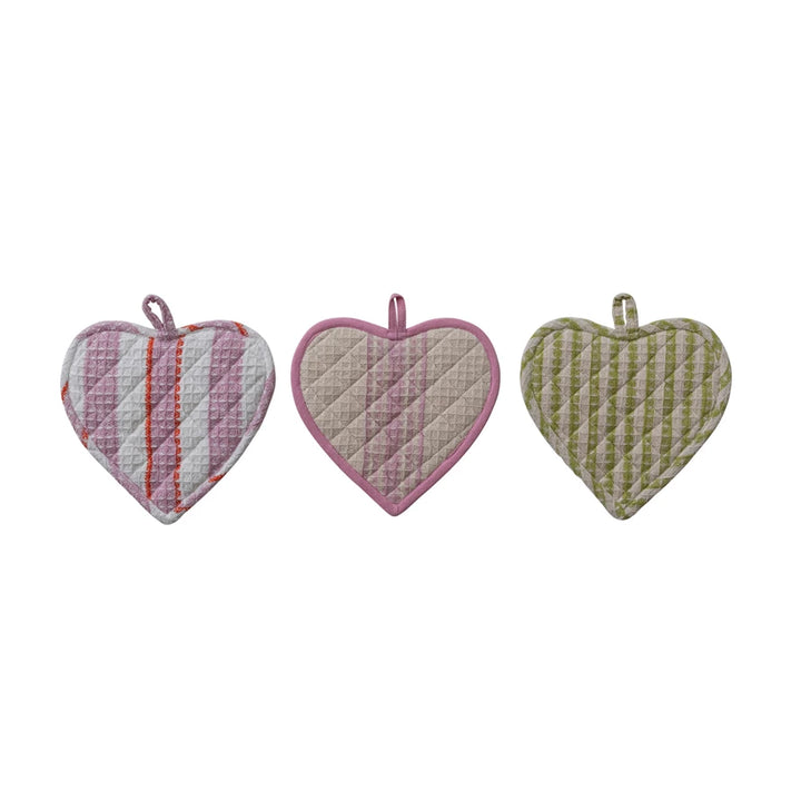 Quilted Heart Shaped Pot Holder