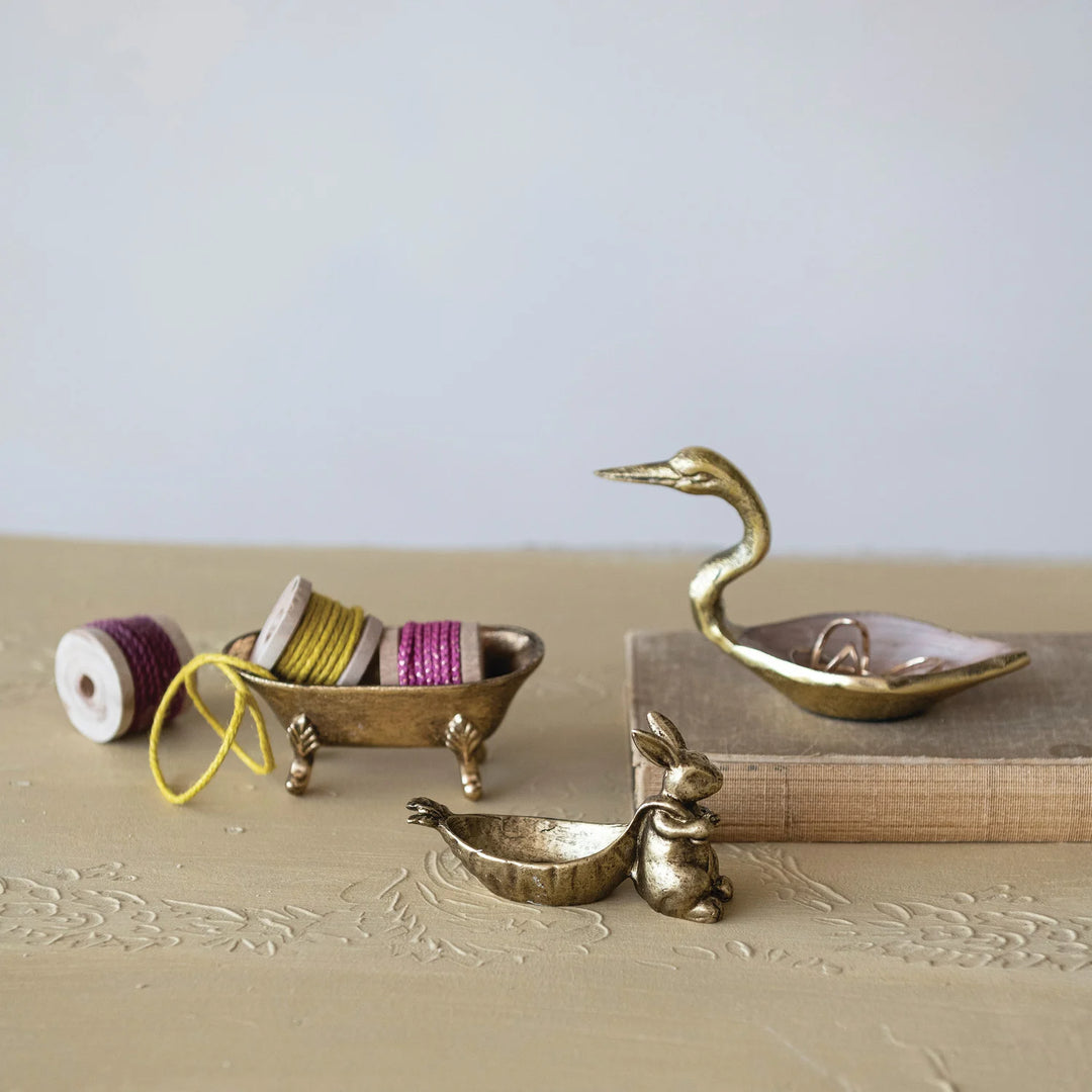 Bunny Pulling A Carrot Ring Dish