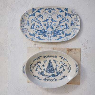 Stoneware Baker w/ Holiday Pattern