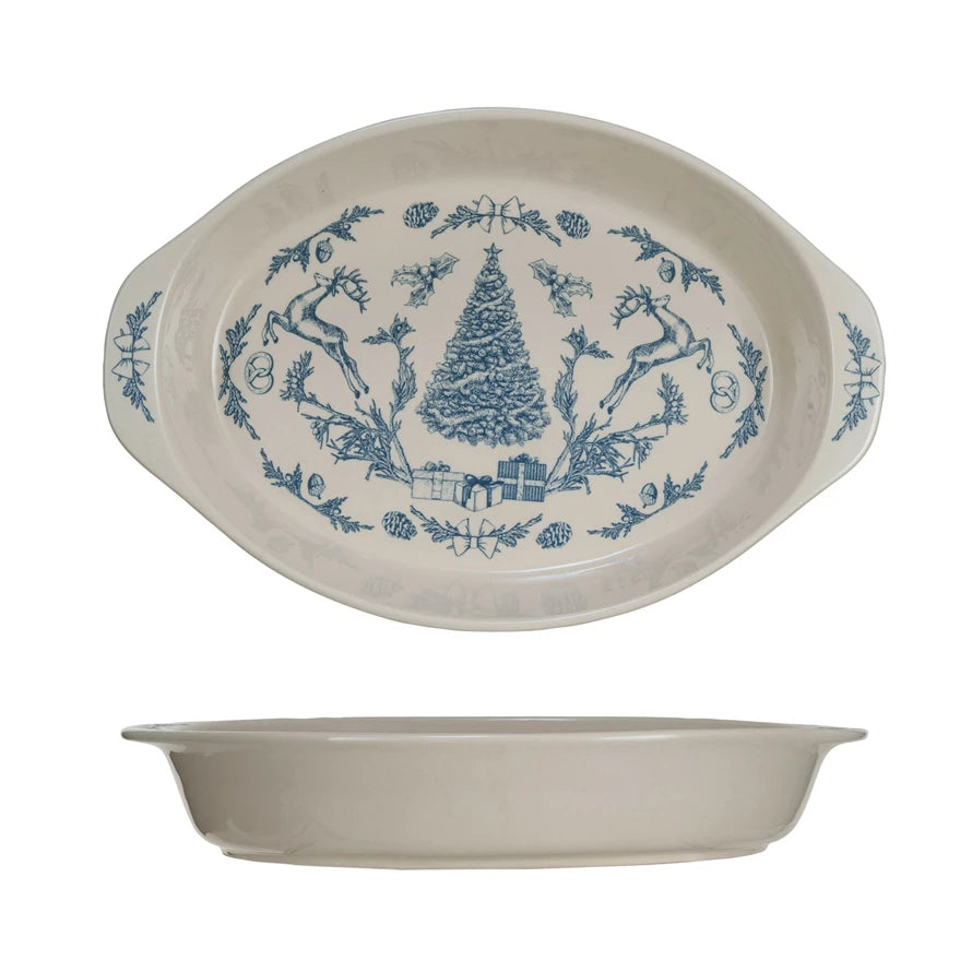 Stoneware Baker w/ Holiday Pattern