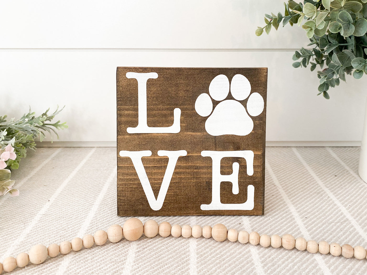Love Paw Print Wood Sign