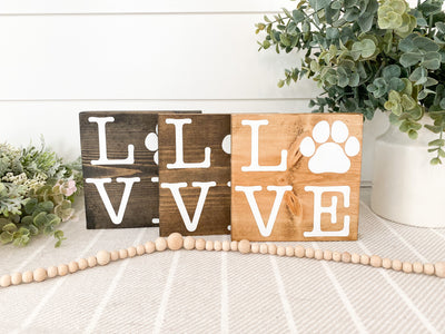 Love Paw Print Wood Sign